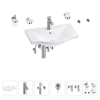 Раковина для ванной Wellsee Bisou 201007291 в наборе 9 в 1