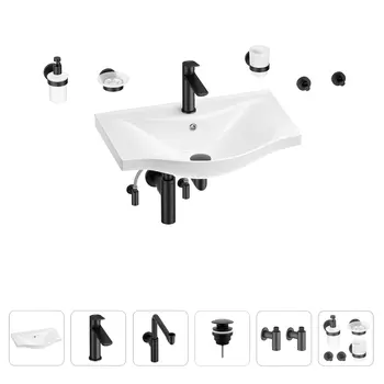 Раковина для ванной Wellsee Bisou 201007292 в наборе 9 в 1