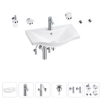 Раковина для ванной Wellsee Bisou 201007296 в наборе 9 в 1