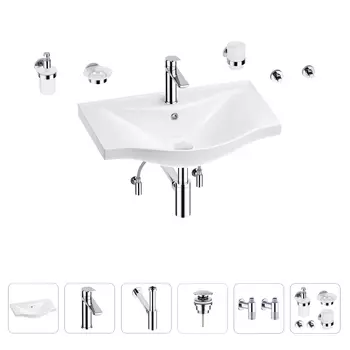 Раковина для ванной Wellsee Bisou 201007301 в наборе 9 в 1