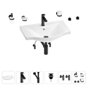 Раковина для ванной Wellsee Bisou 201007302 в наборе 9 в 1