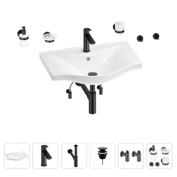 Раковина для ванной Wellsee Bisou 201007332 в наборе 9 в 1