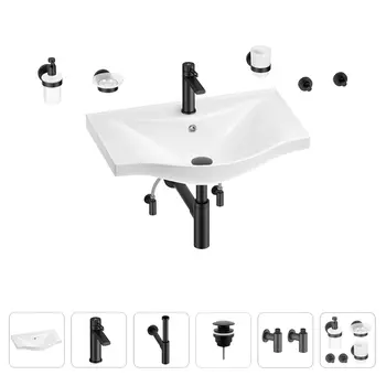 Раковина для ванной Wellsee Bisou 201007337 в наборе 9 в 1