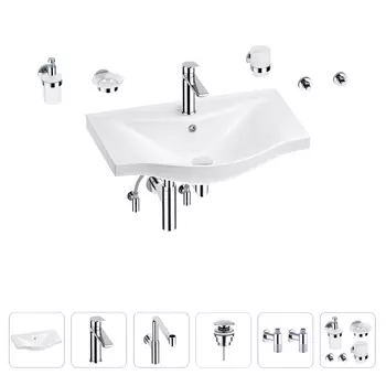 Раковина для ванной Wellsee Bisou 201007341 в наборе 9 в 1