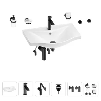 Раковина для ванной Wellsee Bisou 201007342 в наборе 9 в 1