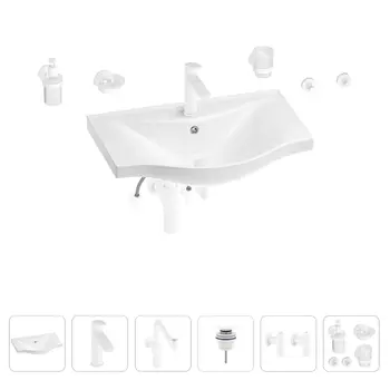 Раковина для ванной Wellsee Bisou 201007345 в наборе 9 в 1