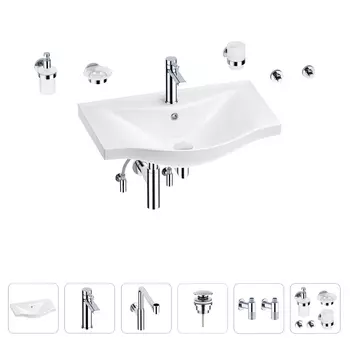 Раковина для ванной Wellsee Bisou 201007346 в наборе 9 в 1