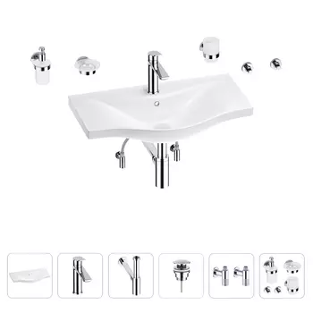 Раковина для ванной Wellsee Bisou 201007351 в наборе 9 в 1