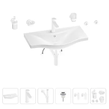 Раковина для ванной Wellsee Bisou 201007355 в наборе 9 в 1