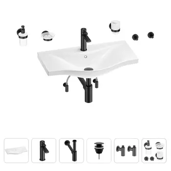 Раковина для ванной Wellsee Bisou 201007357 в наборе 9 в 1