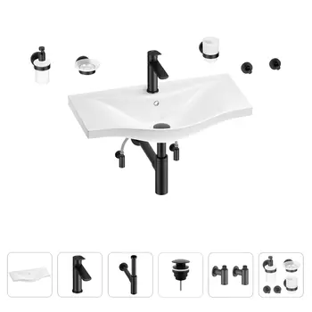 Раковина для ванной Wellsee Bisou 201007382 в наборе 9 в 1