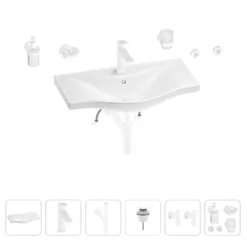 Раковина для ванной Wellsee Bisou 201007385 в наборе 9 в 1