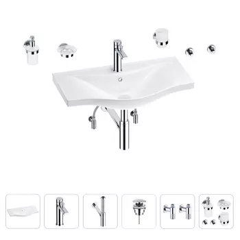 Раковина для ванной Wellsee Bisou 201007386 в наборе 9 в 1