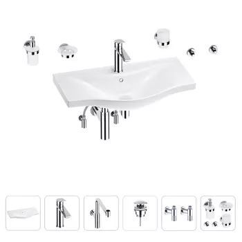 Раковина для ванной Wellsee Bisou 201007391 в наборе 9 в 1