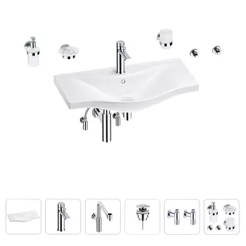 Раковина для ванной Wellsee Bisou 201007396 в наборе 9 в 1