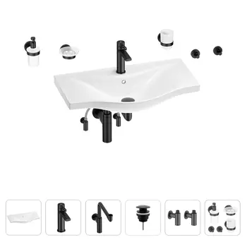 Раковина для ванной Wellsee Bisou 201007397 в наборе 9 в 1