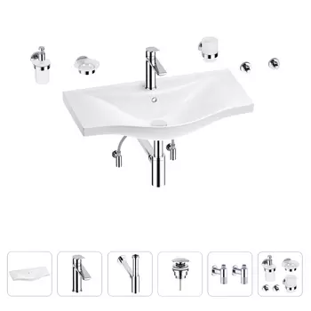 Раковина для ванной Wellsee Bisou 201007401 в наборе 9 в 1