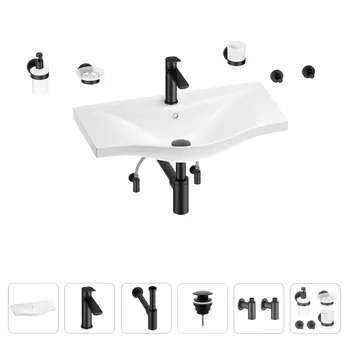 Раковина для ванной Wellsee Bisou 201007402 в наборе 9 в 1