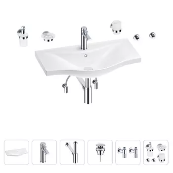 Раковина для ванной Wellsee Bisou 201007406 в наборе 9 в 1