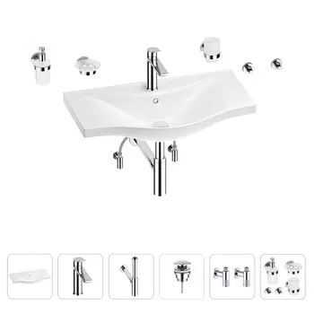 Раковина для ванной Wellsee Bisou 201007431 в наборе 9 в 1