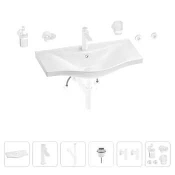 Раковина для ванной Wellsee Bisou 201007440 в наборе 9 в 1