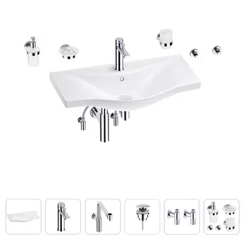 Раковина для ванной Wellsee Bisou 201007446 в наборе 9 в 1