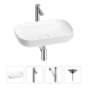 Раковина для ванной Wellsee Croquis 201001876 в наборе 4 в 1