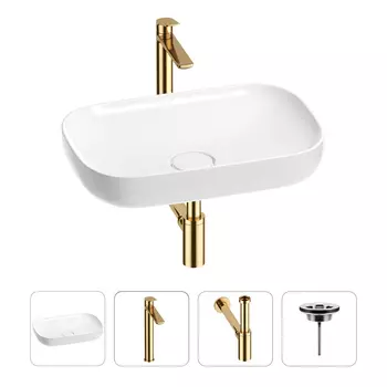 Раковина для ванной Wellsee Croquis 201001878 в наборе 4 в 1