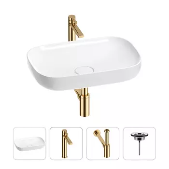 Раковина для ванной Wellsee Croquis 201001883 в наборе 4 в 1