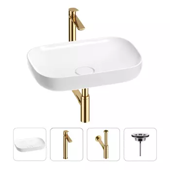 Раковина для ванной Wellsee Croquis 201001938 в наборе 4 в 1