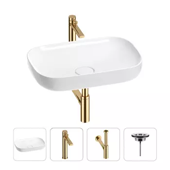 Раковина для ванной Wellsee Croquis 201001943 в наборе 4 в 1