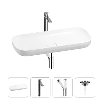 Раковина для ванной Wellsee Croquis 201001976 в наборе 4 в 1