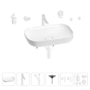 Раковина для ванной Wellsee Croquis 201005635 в наборе 9 в 1