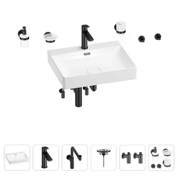 Раковина для ванной Wellsee DeSire 201007592 в наборе 9 в 1