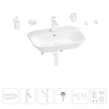 Раковина для ванной Wellsee Eclatant 201007455 в наборе 9 в 1