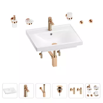 Раковина для ванной Wellsee FreeDom 201006969 в наборе 9 в 1