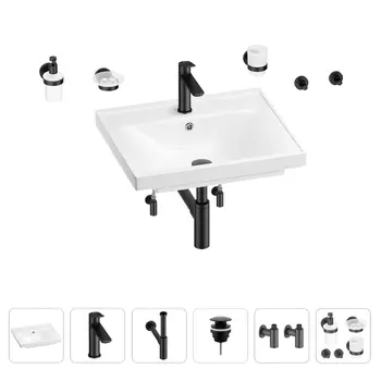 Раковина для ванной Wellsee FreeDom 201006982 в наборе 9 в 1