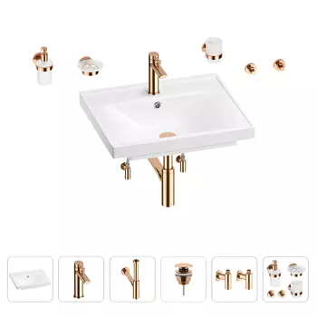 Раковина для ванной Wellsee FreeDom 201006989 в наборе 9 в 1
