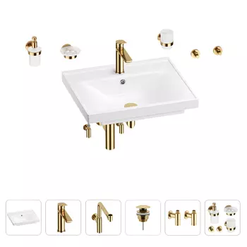 Раковина для ванной Wellsee FreeDom 201006993 в наборе 9 в 1
