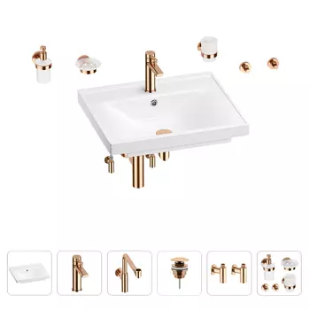 Раковина для ванной Wellsee FreeDom 201006999 в наборе 9 в 1