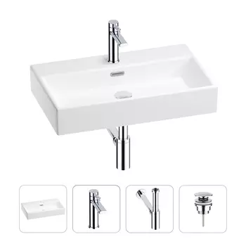 Раковина для ванной Wellsee Graceful Pro 201002956 в наборе 4 в 1