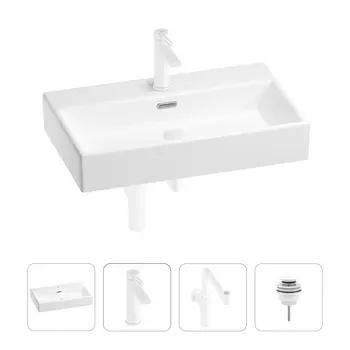 Раковина для ванной Wellsee Graceful Pro 201003000 в наборе 4 в 1