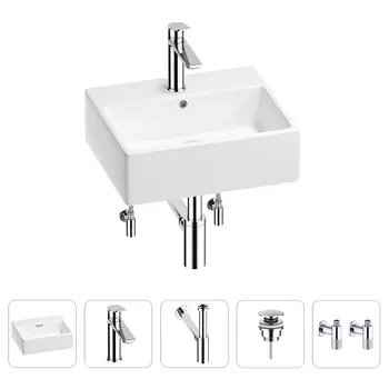 Раковина для ванной Wellsee Graceful Pro 201004576 в наборе 5 в 1