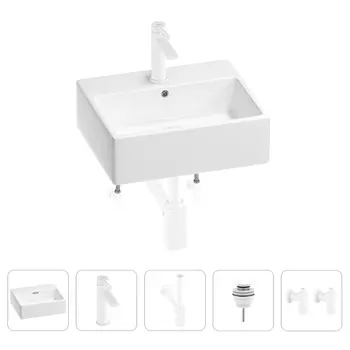 Раковина для ванной Wellsee Graceful Pro 201004595 в наборе 5 в 1
