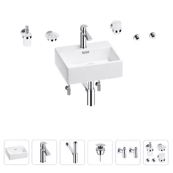 Раковина для ванной Wellsee Graceful Pro 201006601 в наборе 9 в 1
