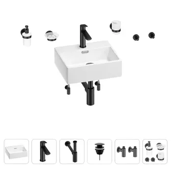 Раковина для ванной Wellsee Graceful Pro 201006602 в наборе 9 в 1