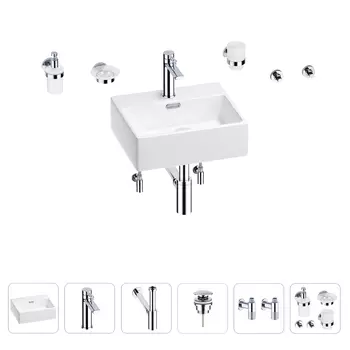 Раковина для ванной Wellsee Graceful Pro 201006606 в наборе 9 в 1