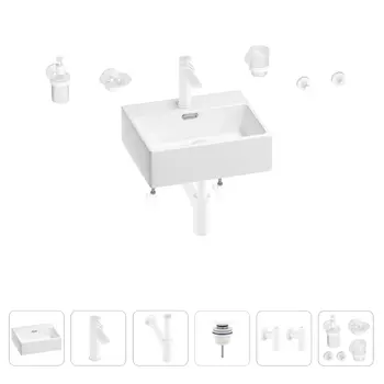 Раковина для ванной Wellsee Graceful Pro 201006610 в наборе 9 в 1