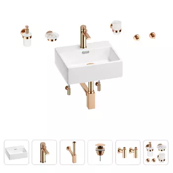 Раковина для ванной Wellsee Graceful Pro 201006619 в наборе 9 в 1