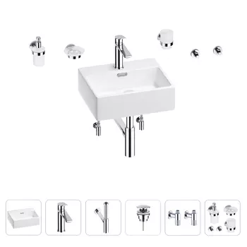 Раковина для ванной Wellsee Graceful Pro 201006631 в наборе 9 в 1
